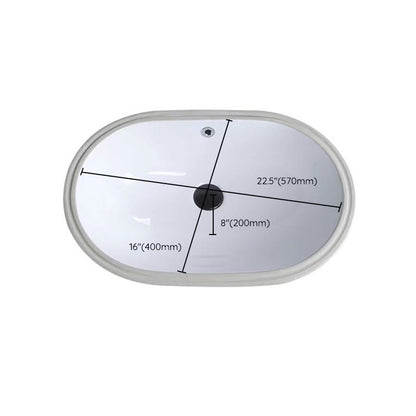 Stylish Undermount Oval Ceramic Sink with Pop Up Drain