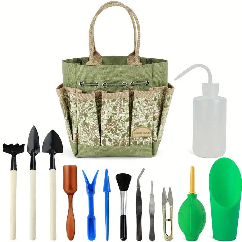 Compact 13-Piece Gardening Tool Kit with Storage Bag