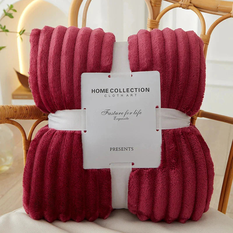 Soft Plush Striped Throw Blanket
