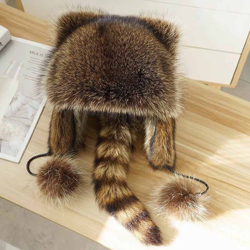 Adorable Fake Fur Raccoon Tail Family Hat
