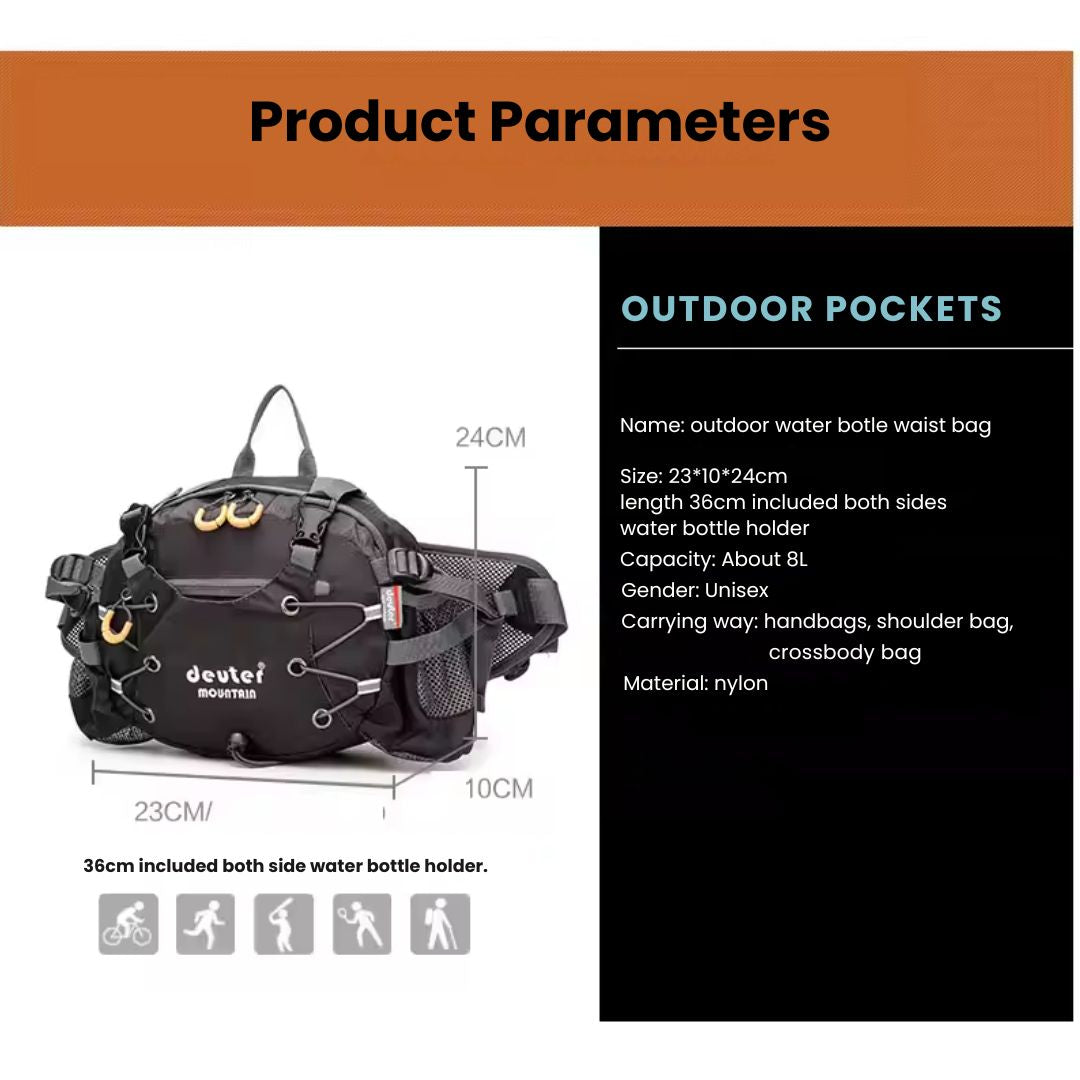 Waterproof Hiking Fanny Pack with Zip Pockets
