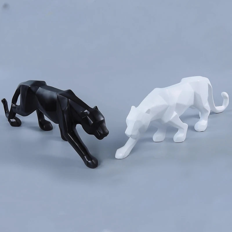 Stylish Black White Panther Figurine Decor