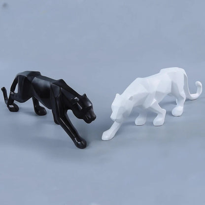 Stylish Black White Panther Figurine Decor
