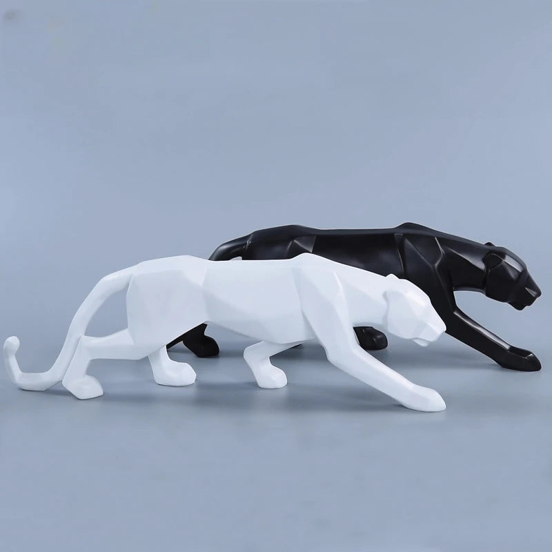 Stylish Black White Panther Figurine Decor