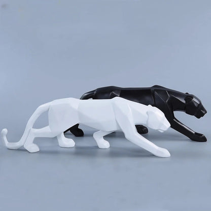Stylish Black White Panther Figurine Decor