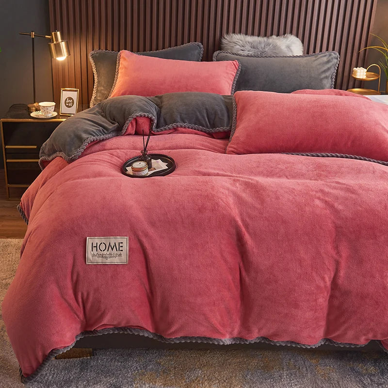 Soft Velvet Fleece Bedding Duvet Cover Set
