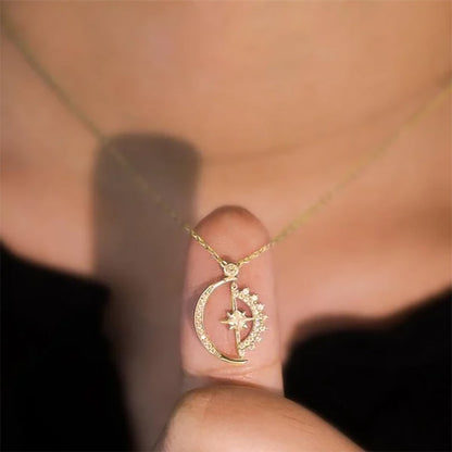 Celestial Star Moon Pendant Necklace