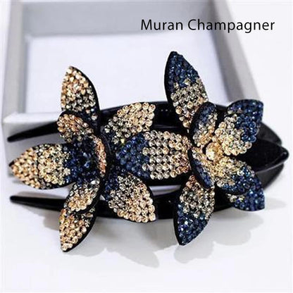 Glittery Floral Double Hair Barrette