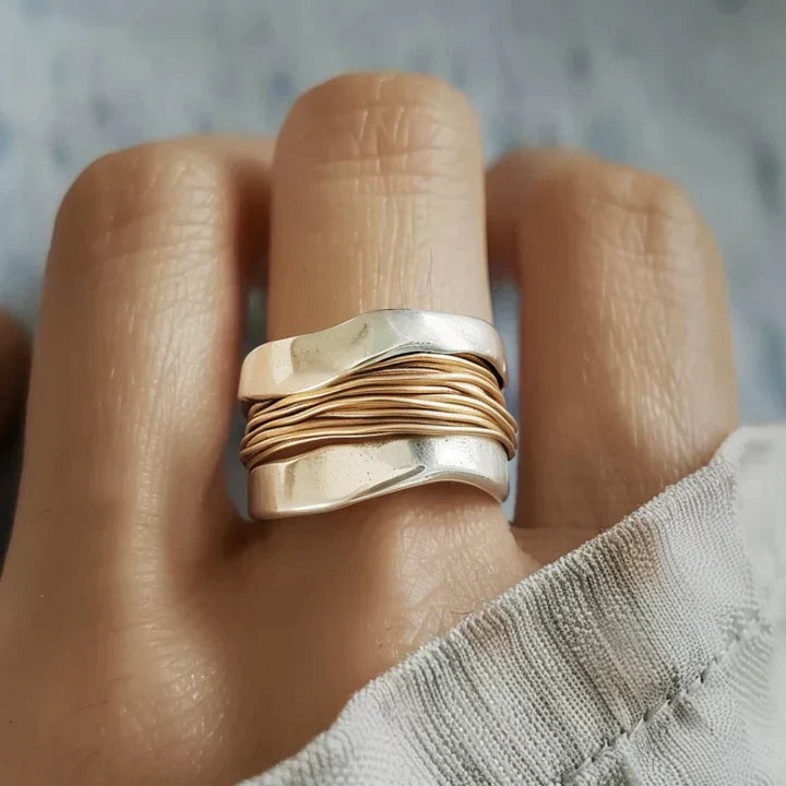 Luxurious Gold and Silver Statement Ring - Befez
