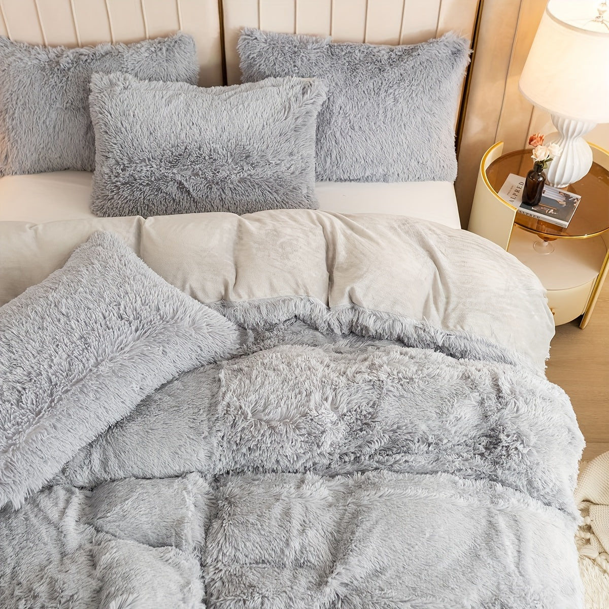 Cozy Soft Plush Duvet Cover Set with Zipper