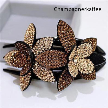 Glittery Floral Double Hair Barrette