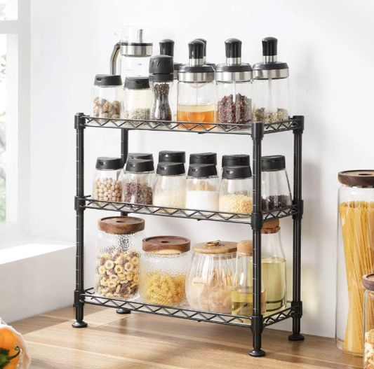 Sturdy 3-Tier Metal Storage Shelf with Locking Casters - Befez
