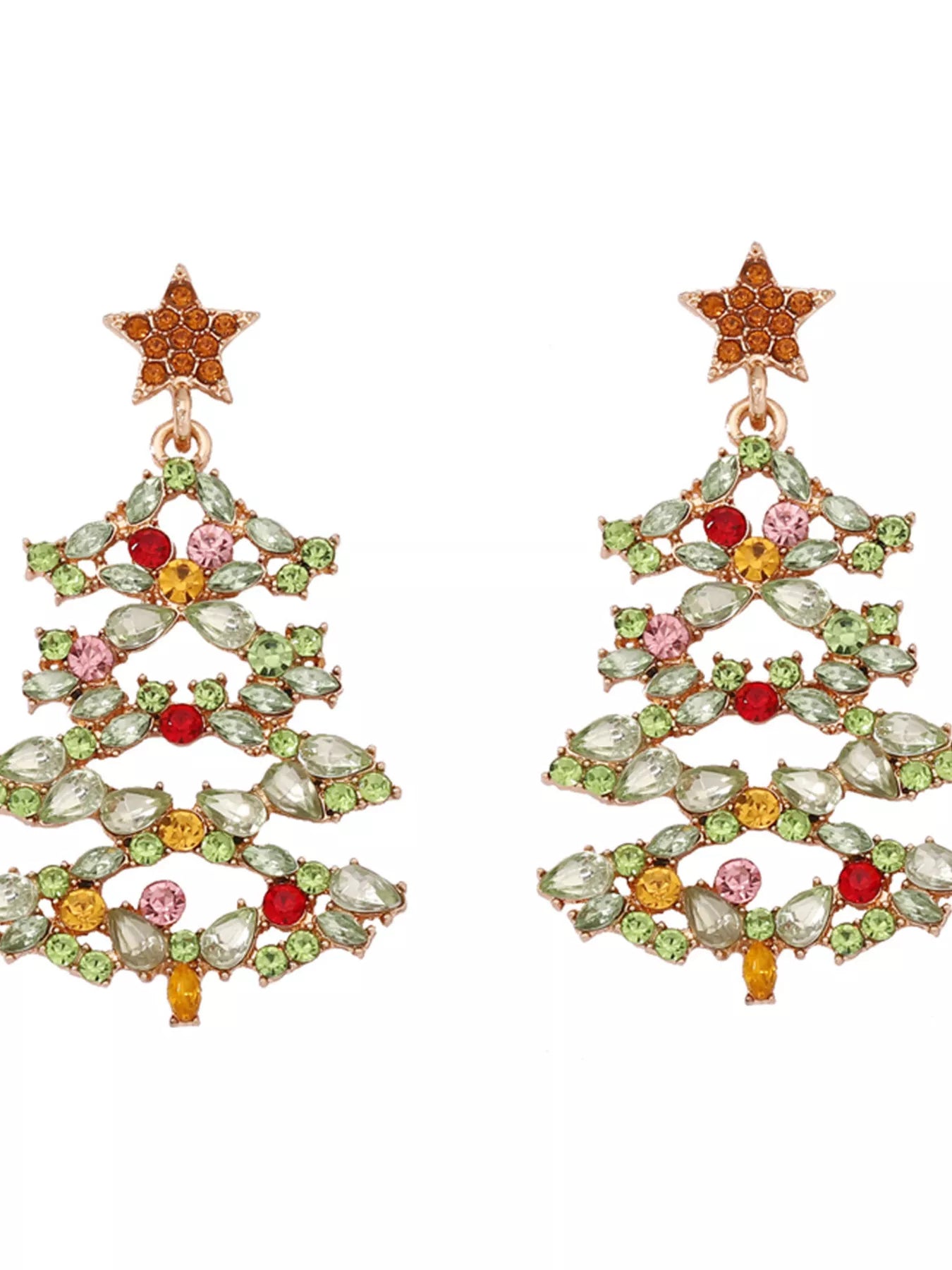 Sparkly Xmas Tree Stud Earrings with Glitter