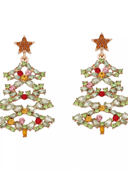 Sparkly Xmas Tree Stud Earrings with Glitter