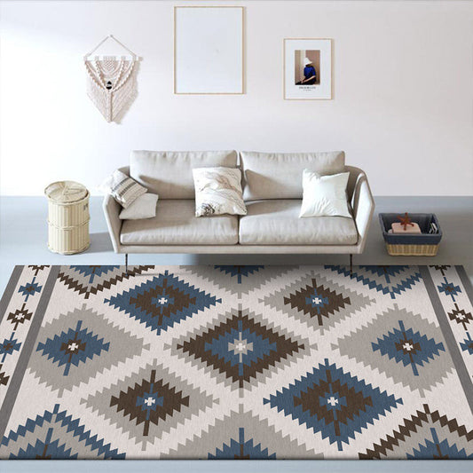 Stylish Blue Grey Geometric Area Rug - Befez