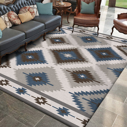 Stylish Blue Grey Geometric Area Rug