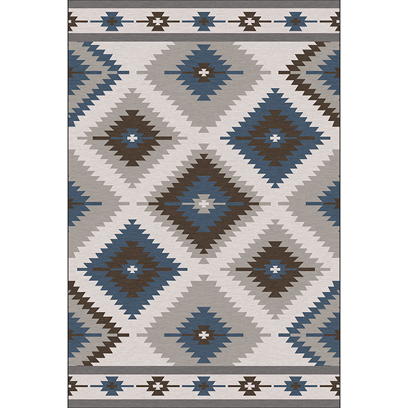 Stylish Blue Grey Geometric Area Rug