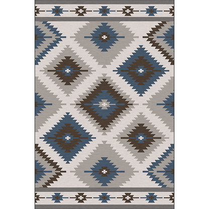 Stylish Blue Grey Geometric Area Rug