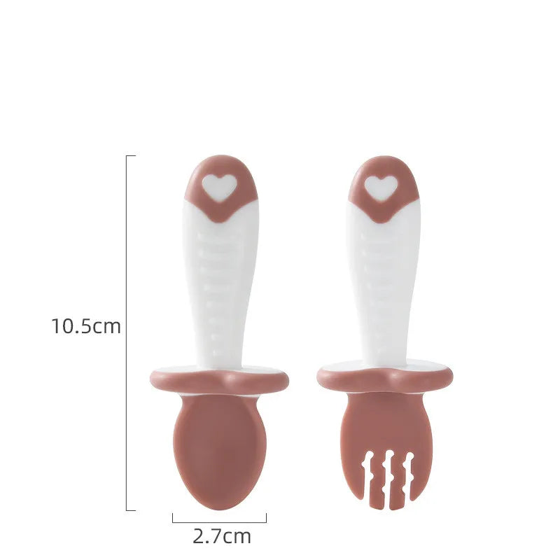 Soft Baby Utensil Set Silicone Spoon and Fork