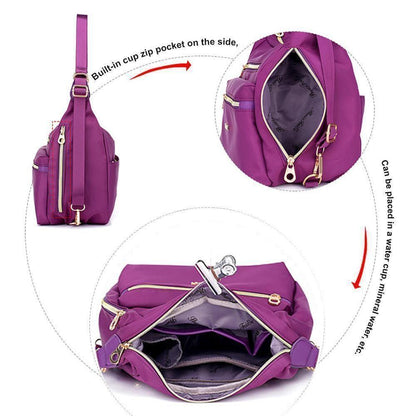 Stylish Double Zip Tote Handbag Shoulder Bag