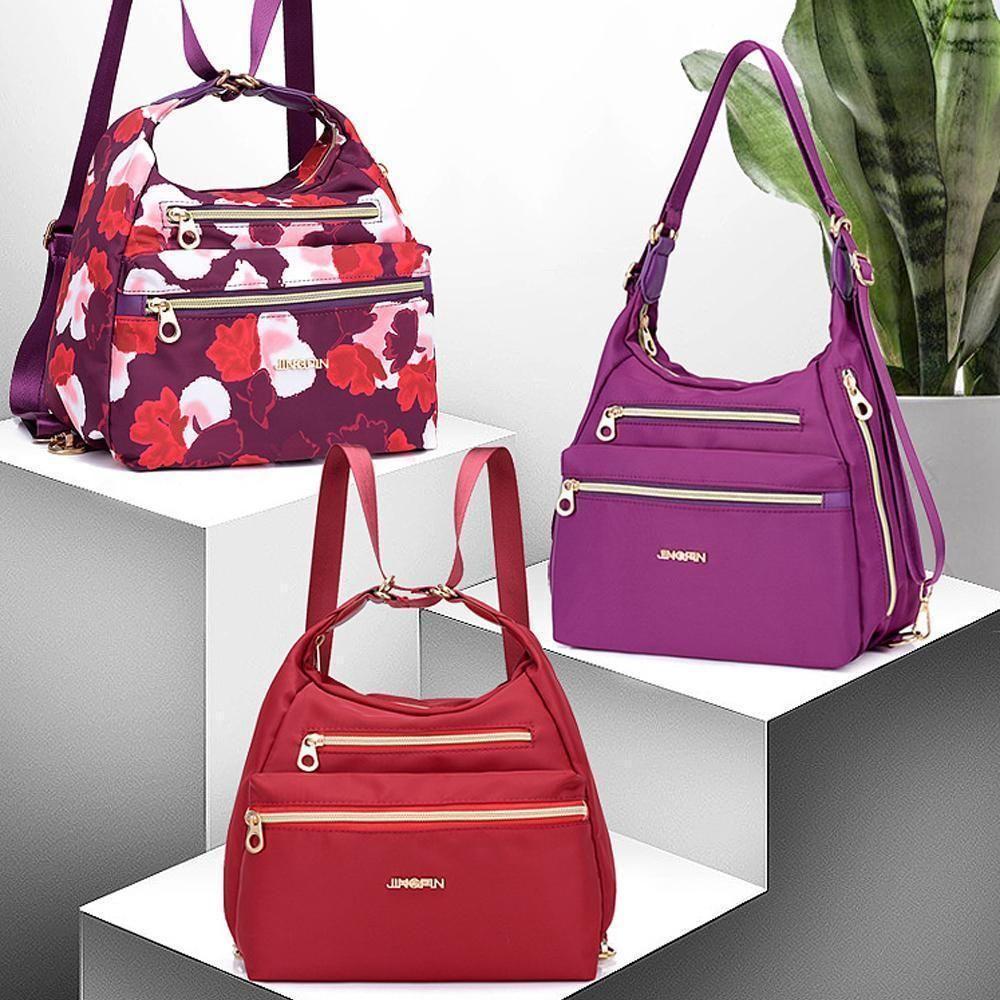 Stylish Double Zip Tote Handbag Shoulder Bag