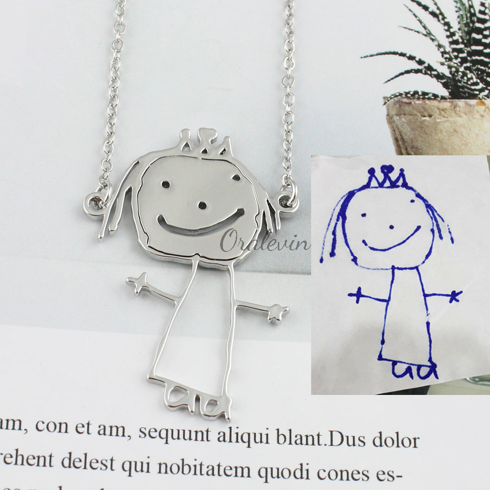 Custom Kids Drawing Pendant Necklace - Befez