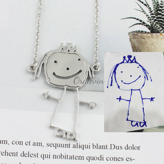 Custom Kids Drawing Pendant Necklace - Befez
