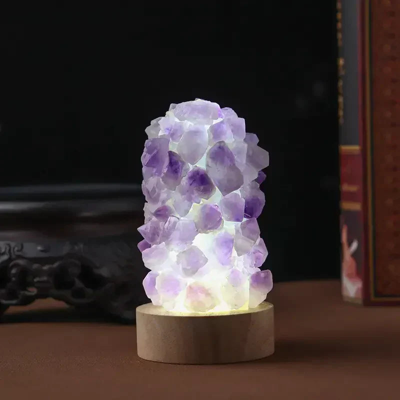 Purple Glass Table Lamp with Calming Glow