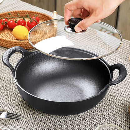 Premium Non-Stick Frying Pan with Wood Lid