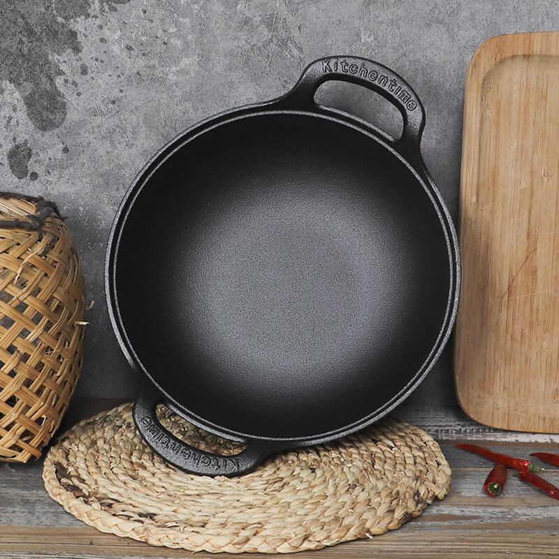 Premium Non-Stick Frying Pan with Wood Lid