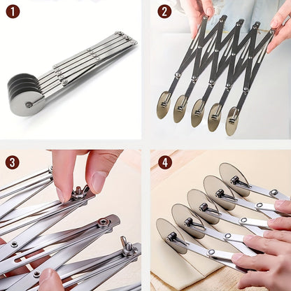 Easy 5 Wheel Pastry Dough Cutter with Handle