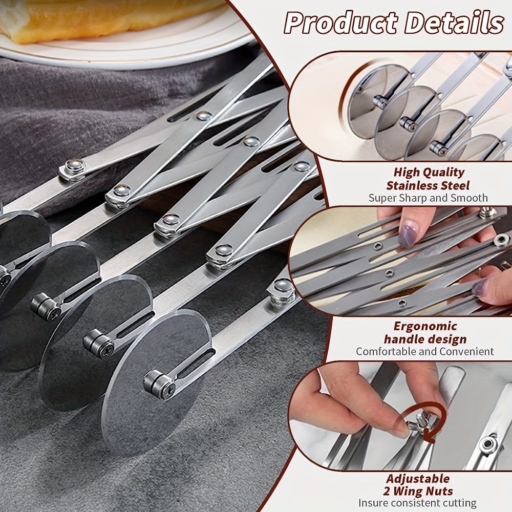 Easy 5 Wheel Pastry Dough Cutter with Handle