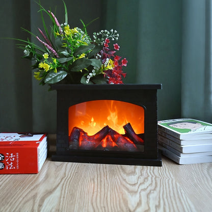 Warm Rectangular Electric Fireplace Lamp
