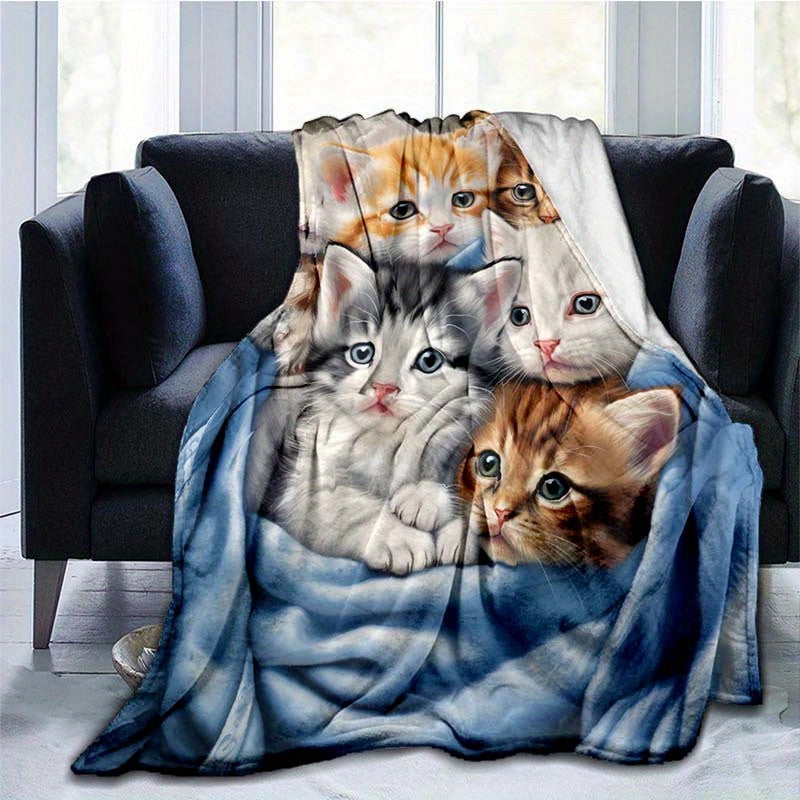 Cozy Cat Flannel Throw Blanket