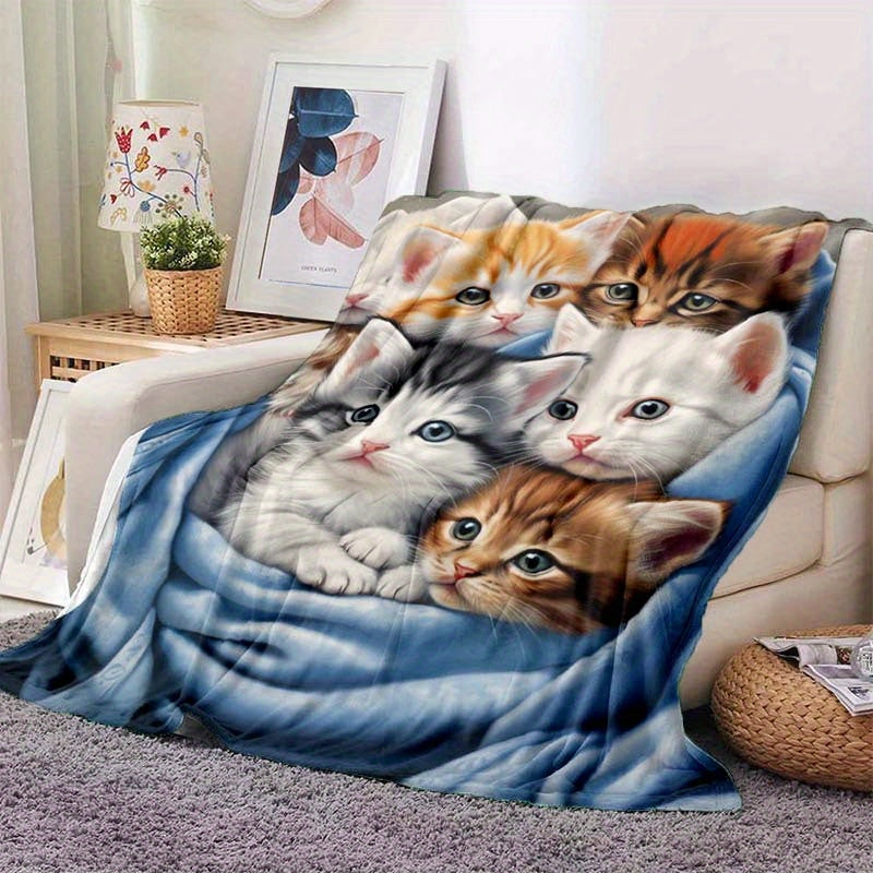 Cozy Cat Flannel Throw Blanket