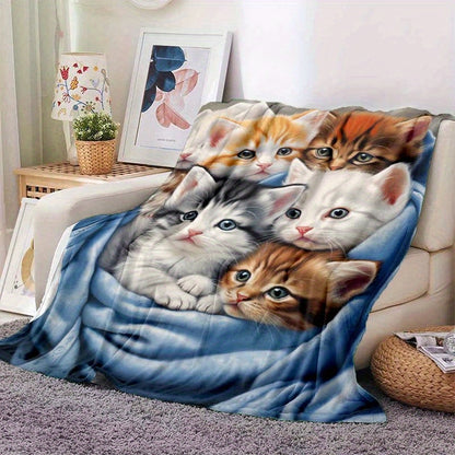 Cozy Cat Flannel Throw Blanket