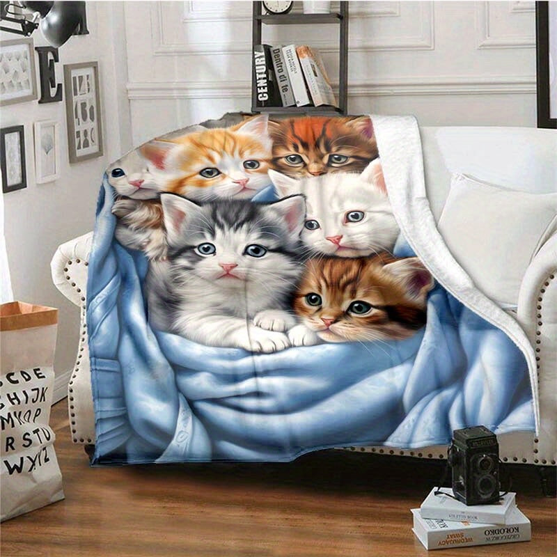 Cozy Cat Flannel Throw Blanket