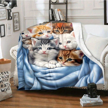 Cozy Cat Flannel Throw Blanket