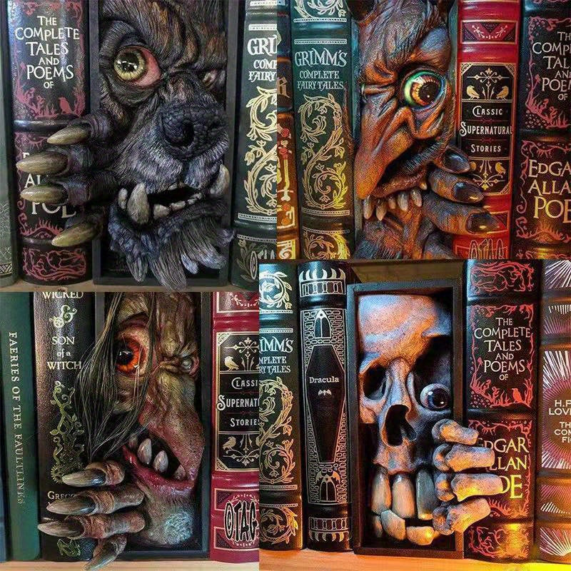 Dark Fantasy Monster Bookend in Black Grey