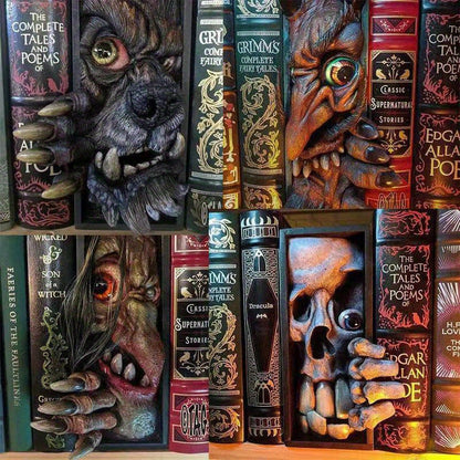 Dark Fantasy Monster Bookend in Black Grey