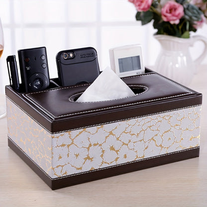 Stylish Faux Leather Storage Box with 4 Compartments