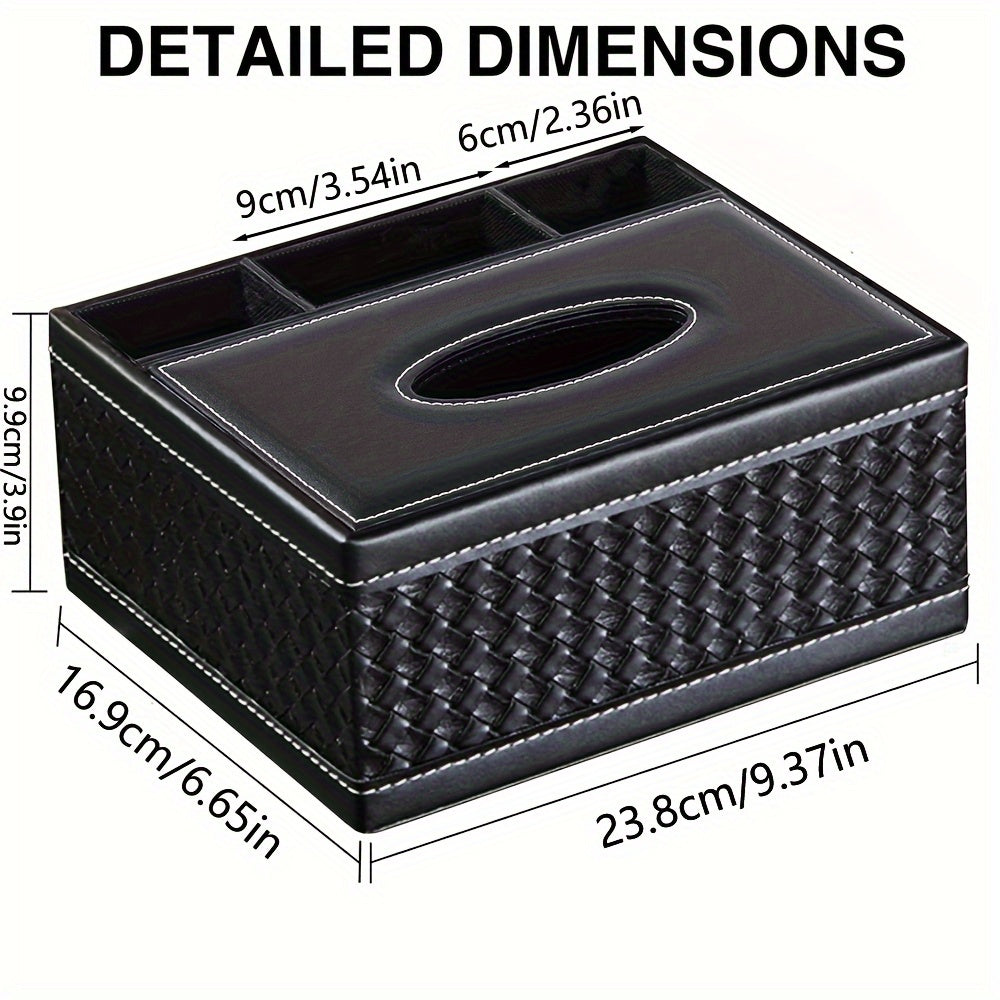 Stylish Faux Leather Storage Box with 4 Compartments