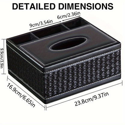 Stylish Faux Leather Storage Box with 4 Compartments