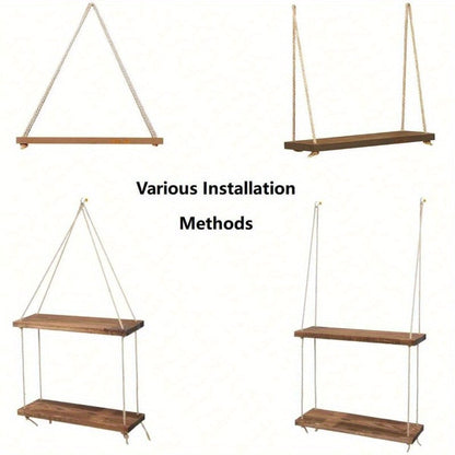 Stylish Wall Shelf with Adjustable Hanging Rope