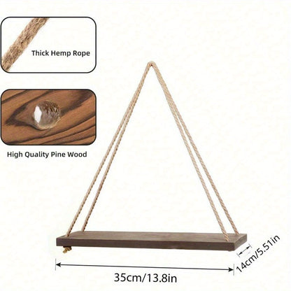 Stylish Wall Shelf with Adjustable Hanging Rope