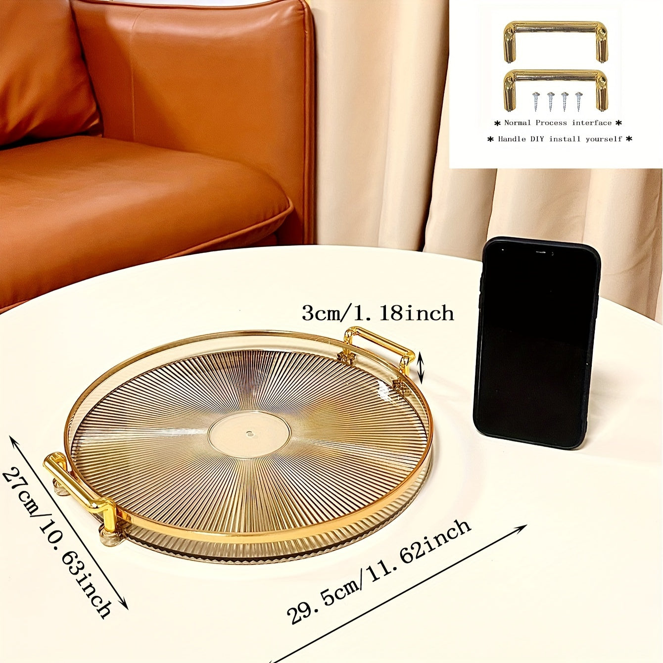 Elegant Gold Serving Tray with Luxury Handles