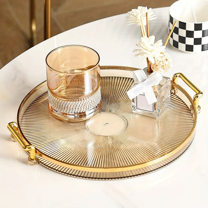 Elegant Gold Serving Tray with Luxury Handles