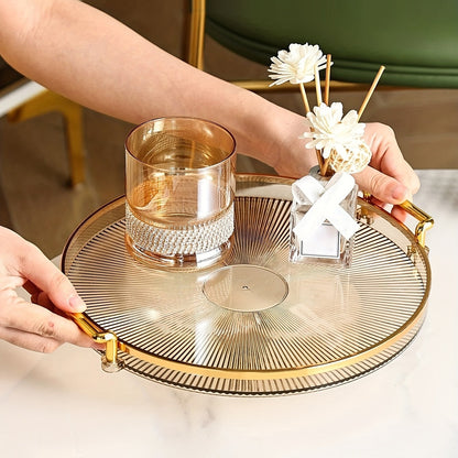 Elegant Gold Serving Tray with Luxury Handles