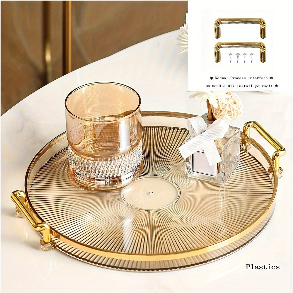 Elegant Gold Serving Tray with Luxury Handles