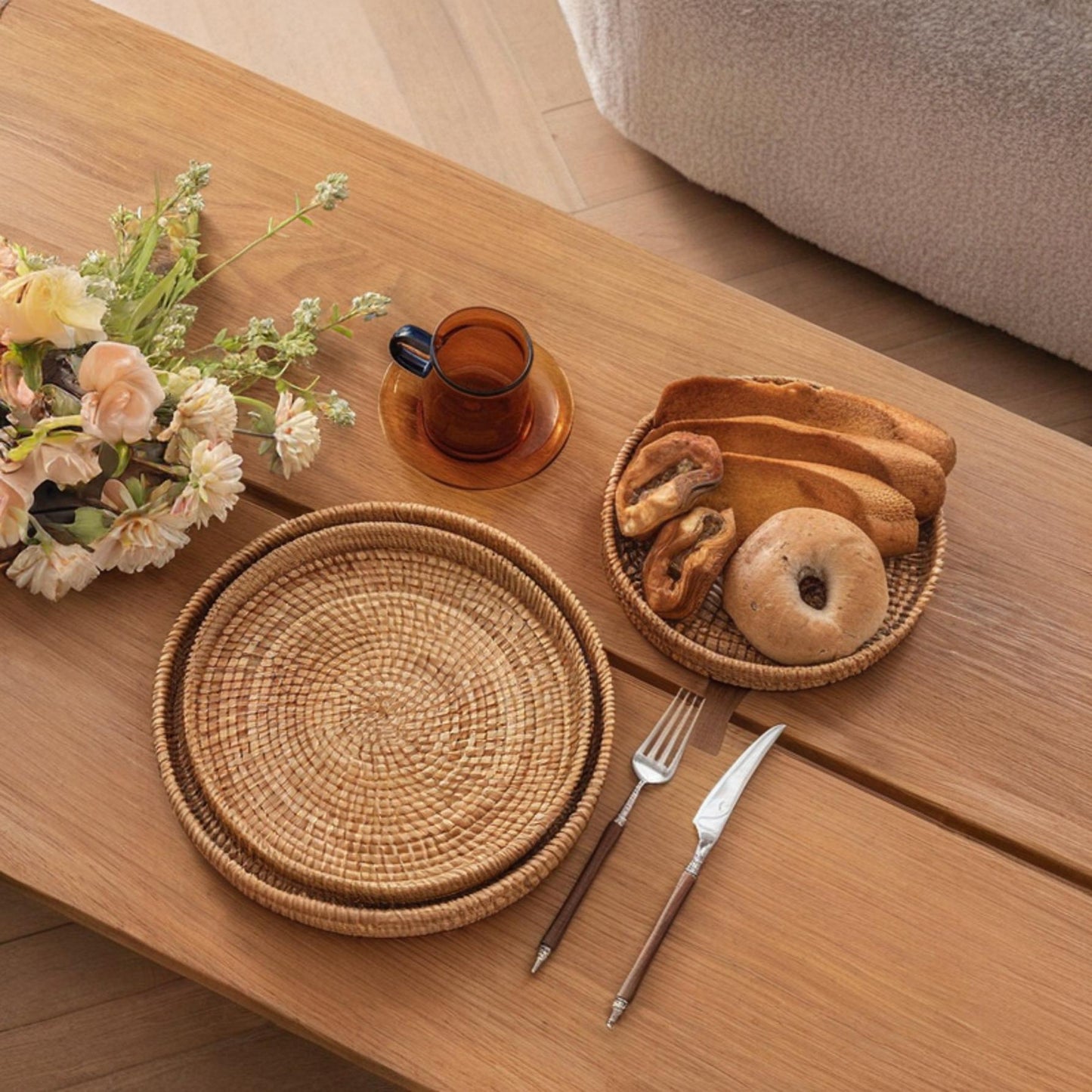 Natural Woven Rattan Serving Bowl - Befez